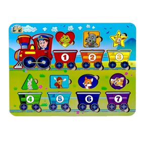 Дерев'яний пазл-вкладиш "Геометричні фігури" Ubumblebees (ПСД048) PSD048 сортер-паровоз