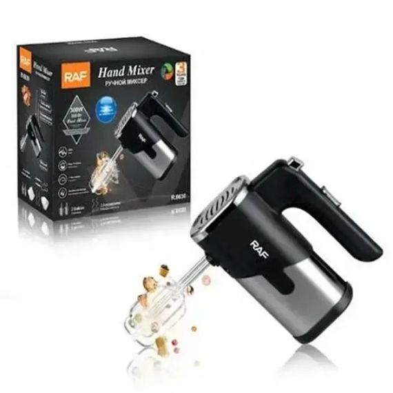 Ручной миксер кухонный R-6630 5 скоростей 2 насадки черный | Зображення 2