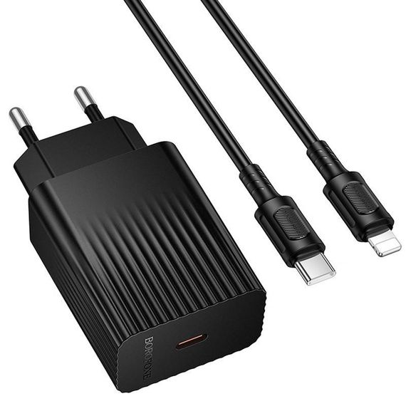 МЗП Borofone BAS75A Source PD30W (1USB-C) + кабель Type-C to Lightning Black | Зображення 2
