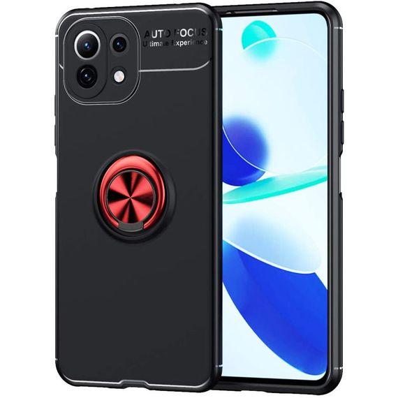 TPU чехол Deen ColorRing под магнитный держатель (opp) для Xiaomi Mi 11 (Черно-Красный)
