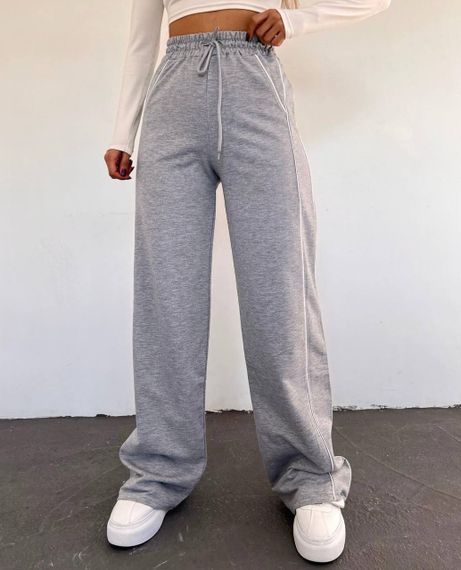 Женские широкие штаны палаццо с лампасами BF1276 цвет серый, размер 46/48