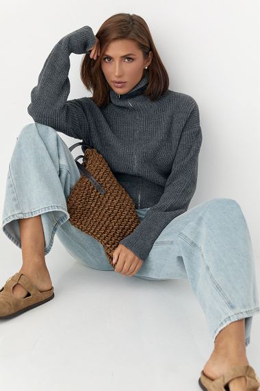 Прямі джинси Wide leg із високою посадкою - блакитний цвет, M (є розміри) | Зображення 3