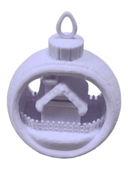 Новорічна підвіска куля хатинка білий Мега Подарунок (214036) | Зображення 3