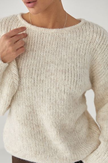 Мохерова кофта вільного фасону - бежевий цвет, ONE SIZE (є розміри) | Зображення 3