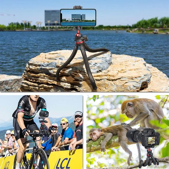 Гнучкий штатив тринога для телефону та камери, 28 см / Міні штатив восьминіг / Трипод з тримачем для смартфона | Зображення 1