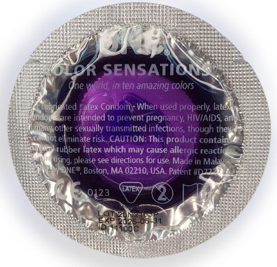 Набір латексних презервативів One Color Sensation з силіконовим мастилом фіолетового кольору (ціна за 5 шт) sexstyle