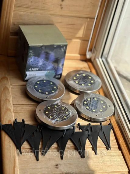 Садовий вуличний світлодіодний ліхтар-підсвічування на сонячній батареї 4шт Solar Pathway Lights | Зображення 4