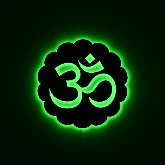 Панно декоративне картина на стіну Знак Ом круглий підсвітка 16 кольорів телефон 400х400 acr-p000250 | Зображення 6