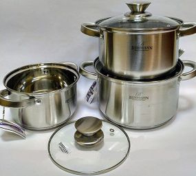 Набір каструль Bohmann BH-06-275, 6 предметів нержавіюча сталь, для індукції