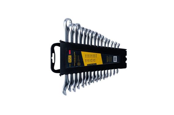 Набор ключей рожково-накидных полированных CrV 6, 7, 8, 9, 10, 11, 12, 13, 14, 15, 16, 17, 18, 19, 22 (15шт) | Зображення 2