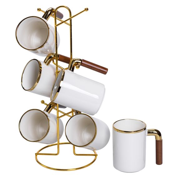 Набор чашек на металлической подставке 6 (шт) по 400 (мл) Белый HP-26-11