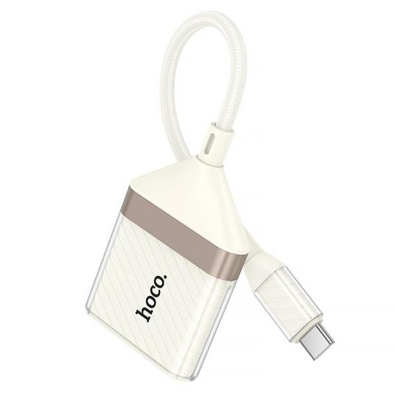 Переходник Hoco UA40A Crystal 2in1 Type-C to SD/TF (0.15m) Apricot | Зображення 1