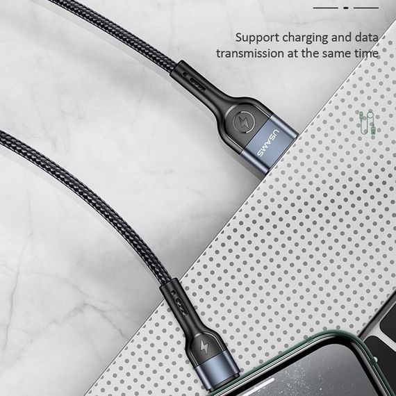 Дата кабель Usams US-SJ448 U55 Aluminum Alloy Braided USB to Lightning (1m) | Зображення 3
