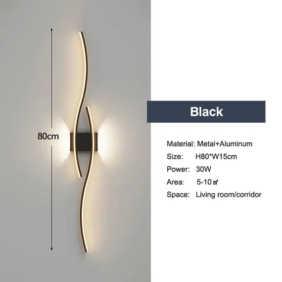 Минималистичный настенный LED светильник SV 80 см Черный (sv3733) | Зображення 1