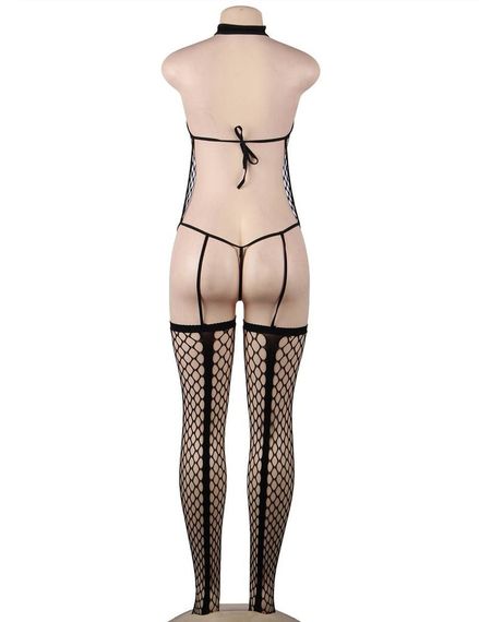 Комбинезон в сетку с имитацией чулков Star Night, черный sexstyle | Зображення 4