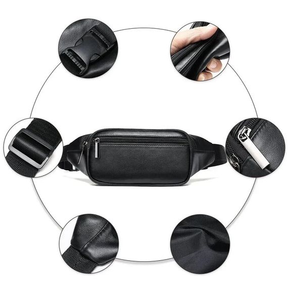 Стильная черная поясная сумка бананка, Мужская бананка удобная, Бананка для мужчин с застежкой QV-25 | Зображення 6