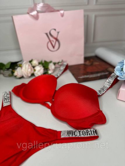 Комплект жіночої білизни Victoria's Secret Сексуальний червоний комплект білизни зі стразами | Зображення 1