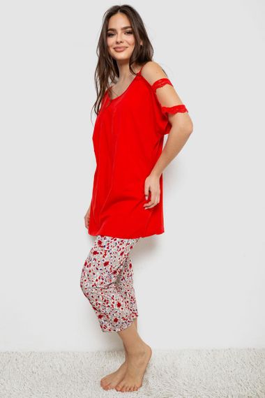 Пижама женская с принтом  -уценка, цвет красный, 243R1602-018-U-2 | Зображення 2