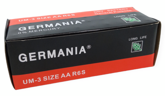 Батарейки пальчиковые большие АА R6S солевые упаковка набор 40 штук Germania UM-3 zinc carbon | Зображення 3