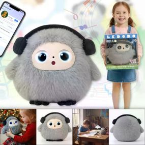 Интерактивная плюшевая AI-игрушка Ledodo с LED-глазами серая • Мягкая игрушка с искусственным интеллектом для детей