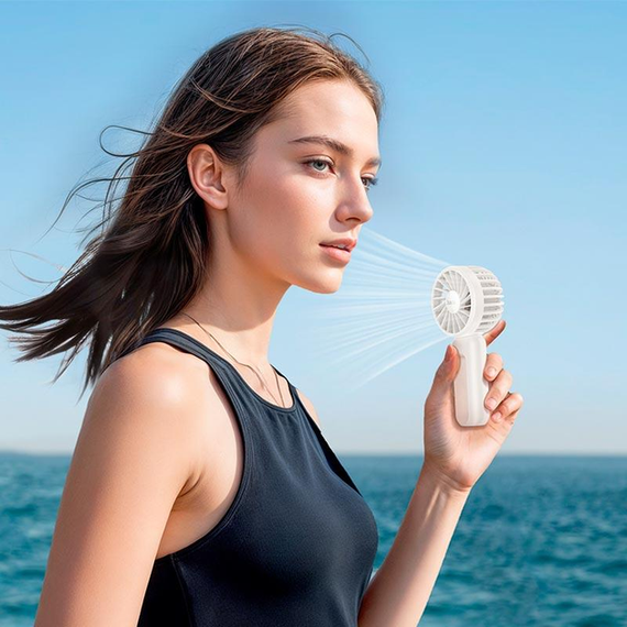 Вентилятор портативний настільний ручний Hoco HX60 1200mAh з вбудованим акумулятором, 3 режими White | Зображення 1