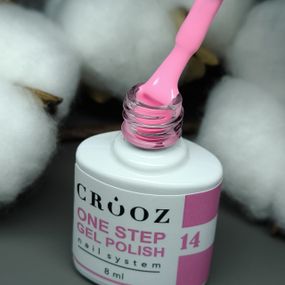 Однофазний гель лак Crooz One Step Gel Polish №14 (глянцево-рожевий) 8мл
