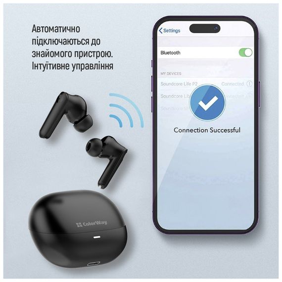 Навушники ColorWay Slim TWS-1 Earbuds Long Life Black (CW-TWS1BK1) | Зображення 7