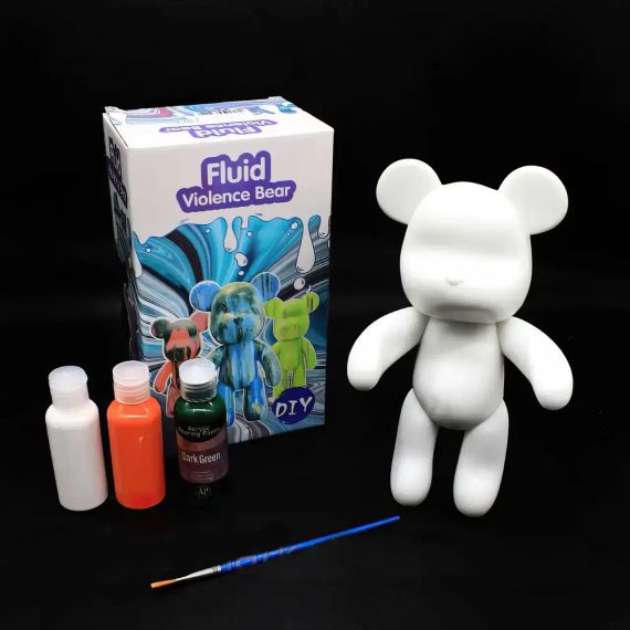 Флюїдний ведмедик DIY Creative Fluid Bear, 23см, з фарбами 3 шт. / Набір розмальовка для творчості ведмежа | Зображення 3