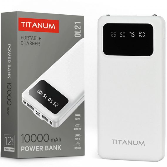 Повербанк 10000mAh TITANUM OL21 White з ліхтариком (TPB-OL21-W) | Зображення 4