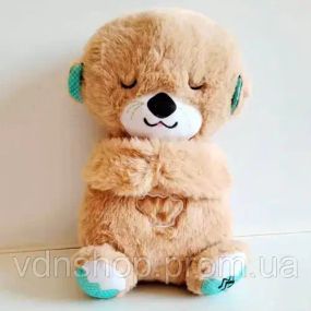 Коричневый Дыхающая плюшевая игрушка выдра со светом и звуком