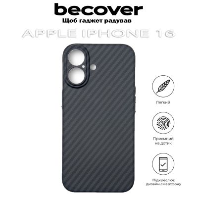 Чехол для мобильного телефона BeCover Carbonite Case (MagSafe) для Apple iPhone 16 Black (712067) | Зображення 4