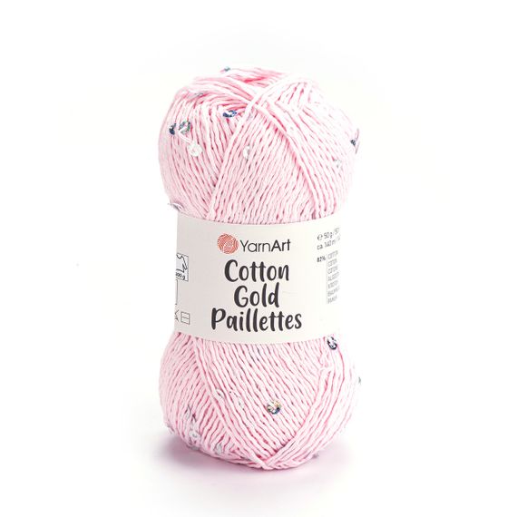 Yarnart COTTON GOLD PAILLETTES № 7103 Коттон Голд Пайетка бежевий Пряжа хлопок с пайеткой, нитки для вязания 7107
