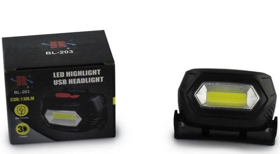 Ліхтар налобний з USB зарядкою BL-203 7568 | Зображення 1