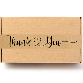 Скотч этикетка крафт "Thank You 01", 50х294 мм (100 шт/рулон) с принтом, самоклеющаяся Viskom