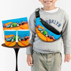 Набір: дитяча сумка-бананка+кружка Хот Вілс «Hot Wheels» 32х15см, бананка для хлопчика через плече на подарунок (01001)