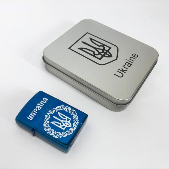 Дугова електроімпульсна запальничка USB Україна (металева коробка) HL-447. SA-999 Колір: синій | Зображення 4