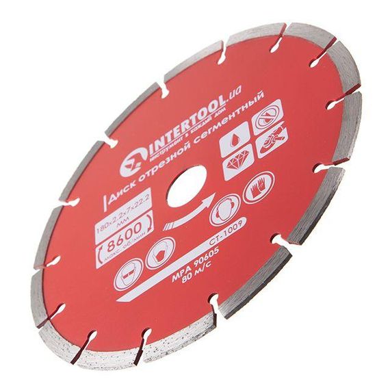 Диск відрізний сегментний алмазний, 180мм, 22-24% INTERTOOL CT-1009 | Зображення 2