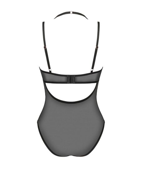 Прозоре боді Obsessive Selinne teddy M/L Black, дрібна сітка, подвійні бретелі Sex Aura | Зображення 3