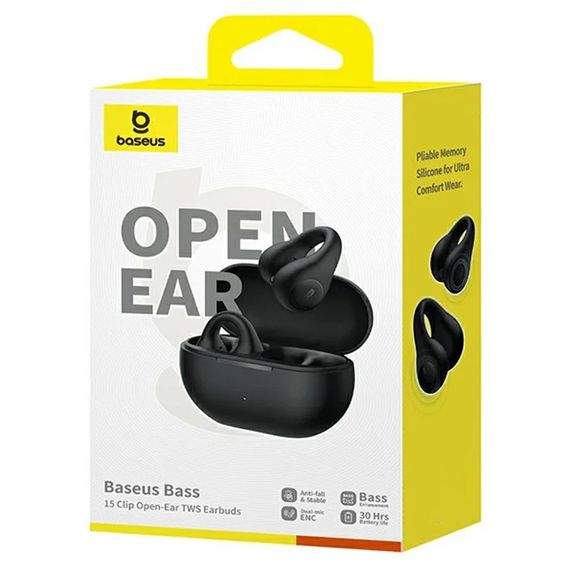 Беспроводные TWS наушники Baseus OS Bass 15 Clip Open-Ear (A00079500) Cluster Black | Зображення 5