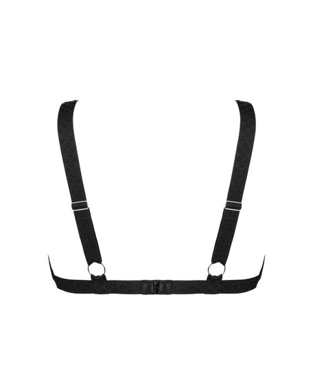 Кружевной бюстгальтер с треугольной чашкой Obsessive Estiqua bra M/L, черный, широкие лямки | Зображення 3