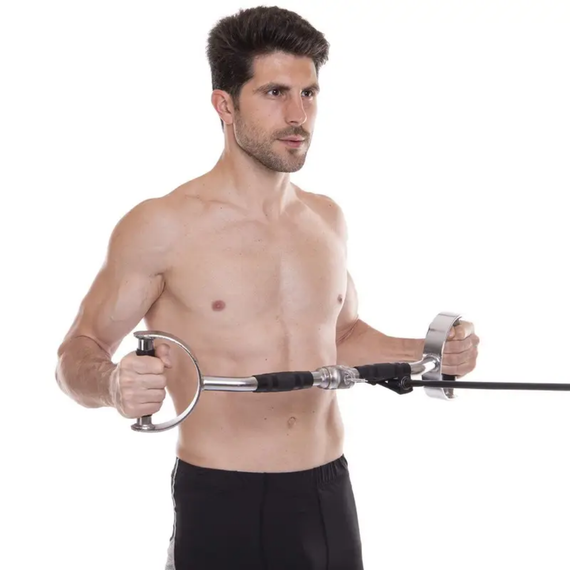 Ручка для верхньої тяги York Fitness 60см з паралельним хватом вигнута з гумовими рукоятками, хром | Зображення 7