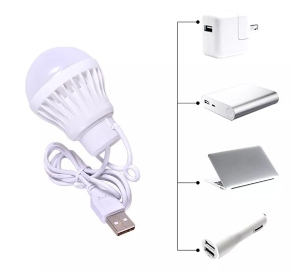 Світлодіодна лампа 7 W на 5v USB-лампочка від повербанк power bank