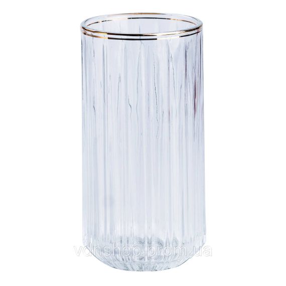 Набір склянок із 6 штук по 380 мл прозорий із золотим обідком HP552 | Зображення 1