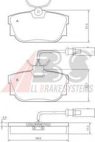 Колодка гальм. диск. VW T4 15 задн. (вир-во ABS) A.B.S. 37142 на VW TRANSPORTER / CARAVELLE Mk IV автобус (70XB, 70XC, 7DB, 7DW)