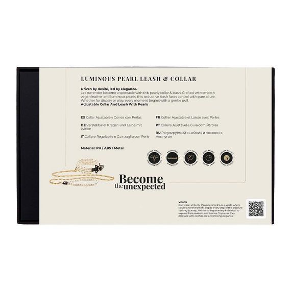 Поводок и ошейник Guilty Pleasure Pearl с жемчугом, черно-золотые Sex Aura | Зображення 8