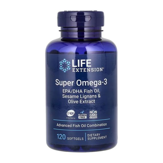 Super Omega-3 EPA/DHA Fish Oil Sesame Lignans &amp; Olive Extract - 120 softgels