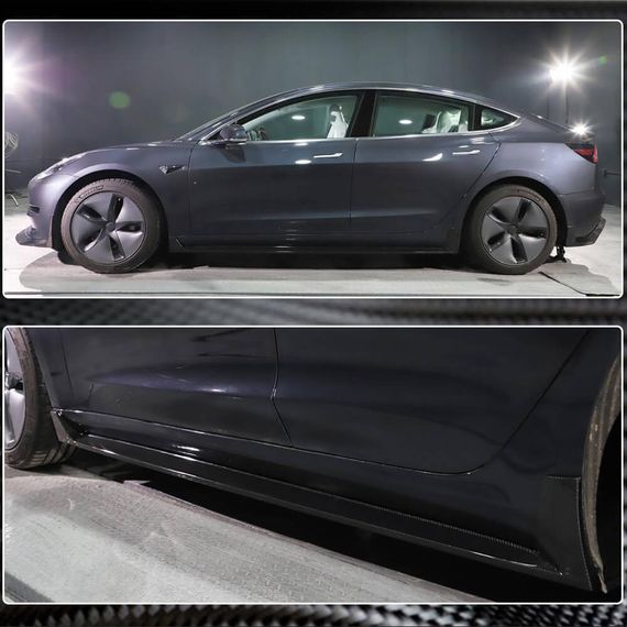 Накладки на пороги V4 (2017-2023, Карбон) для Tesla Model 3 2017- гг | Зображення 4