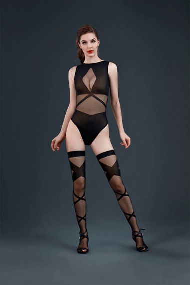 Боди и чулки Moonlight Model 16 Черный One Size | Зображення 2