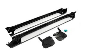 Боковые Подножки GX-Style (2 шт., Алюминий) Белый (черная подножка) для Toyota Land Cruiser Prado 150 2009-2023 гг