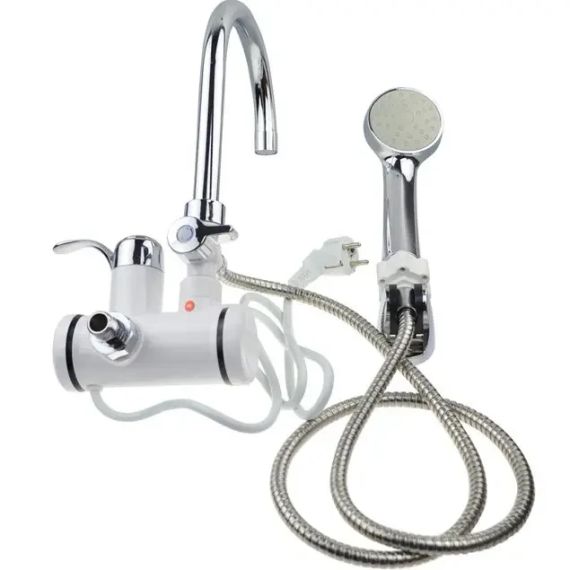 Міні бойлер + душ Water Heater MP 5208, проточний електричний водонагрівач 3000 Вт з LCD-дисплеєм, бічне під'єднання, шланг | Зображення 1